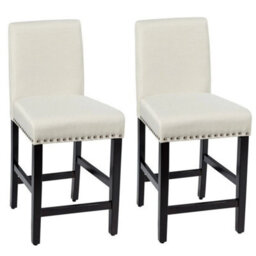 Set Of 2 Bar Stools Counter Height Chair Padded - thumbnail 1