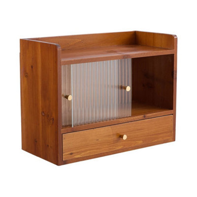 Rustic Wooden Mug Cabinet Tea Cup Storage Shelf Drawer - image 1