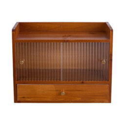 Rustic Wooden Mug Cabinet Tea Cup Storage Shelf Drawer - thumbnail 4