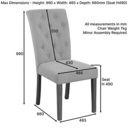The Furniture Market Bunbury Natural Oatmeal Fabric Button Back Dining Chair Oak Legs Classic Upholstered Seat Sprung & Webbed Base Solid Wood Frame - thumbnail 7