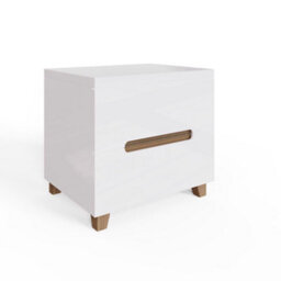 Fwstyle Veloce White Gloss & Oak 2 Drawer Bedside Table Nightstand Toolless Assembly (H) 42 (W) 45 (D) 35Cm - thumbnail 3