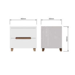 Fwstyle Veloce White Gloss & Oak 2 Drawer Bedside Table Nightstand Toolless Assembly (H) 42 (W) 45 (D) 35Cm - thumbnail 8