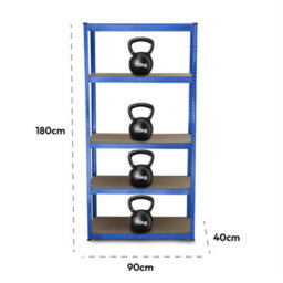 Kct Garage Shelving 5 Tier Unit Metal Shelving Unit Blue Shed Storage Racking 180 X 90 X 40Cm - thumbnail 2