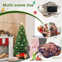 Costway 5Ft Pre-Lit Artificial Christmas Tree Fiber Optics Xmas Tree 8 Lighting Modes - thumbnail 8