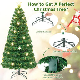 Costway 5Ft Pre-Lit Artificial Christmas Tree Fiber Optics Xmas Tree 8 Lighting Modes - thumbnail 9