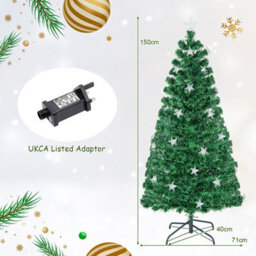 Costway 5Ft Pre-Lit Artificial Christmas Tree Fiber Optics Xmas Tree 8 Lighting Modes - thumbnail 2
