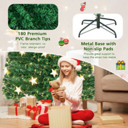 Costway 5Ft Pre-Lit Artificial Christmas Tree Fiber Optics Xmas Tree 8 Lighting Modes - thumbnail 7