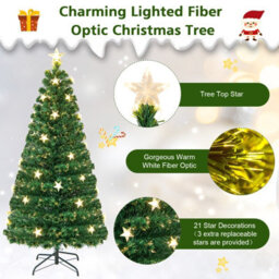 Costway 5Ft Pre-Lit Artificial Christmas Tree Fiber Optics Xmas Tree 8 Lighting Modes - thumbnail 5