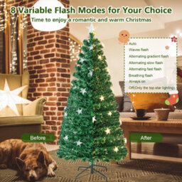 Costway 5Ft Pre-Lit Artificial Christmas Tree Fiber Optics Xmas Tree 8 Lighting Modes - thumbnail 6