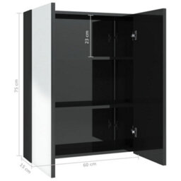 Berkfield Bathroom Mirror Cabinet 60X15X75 Cm Mdf Shining Black - thumbnail 7