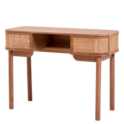 Nordlys 2-Door Wood And Rattan Desk Classic Style Bedroom - image 1
