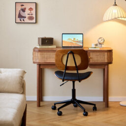 Nordlys 2-Door Wood And Rattan Desk Classic Style Bedroom - thumbnail 4