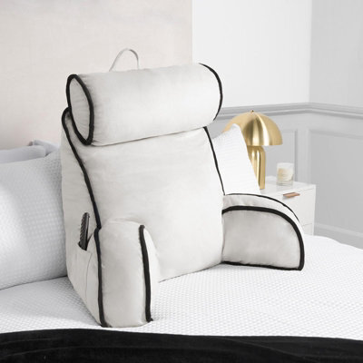 OHS Reading Pillow With Head Rest Super Soft High Back Support Bed Sofa, Cream - image 1