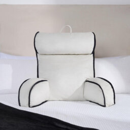 OHS Reading Pillow With Head Rest Super Soft High Back Support Bed Sofa, Cream - thumbnail 2