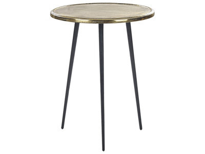 Beliani Retro Distressed Gold And Black Side Table 43Cm Round - Aluminum Top, Iron Hairpin Legs - image 1