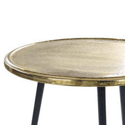 Beliani Retro Distressed Gold And Black Side Table 43Cm Round - Aluminum Top, Iron Hairpin Legs - thumbnail 3