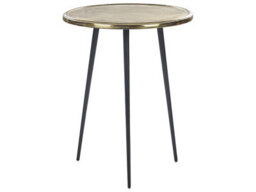 Beliani Retro Distressed Gold And Black Side Table 43Cm Round - Aluminum Top, Iron Hairpin Legs - thumbnail 1