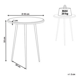 Beliani Retro Distressed Gold And Black Side Table 43Cm Round - Aluminum Top, Iron Hairpin Legs - thumbnail 4