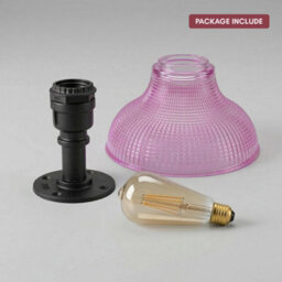Industrial Flush Mount Ceiling Light With Purple Clear Glass Shade, E27 Decorative Lighting Fixture For Kitchen With Bulbs - thumbnail 8
