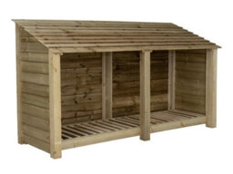 Arbor Garden Solutions Wooden Log Store W-227Cm, H-126Cm, D-88Cm - Natural (Light Green) Finish - thumbnail 1