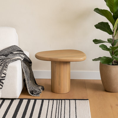 Wyld Haus Buffalo Abstract Natural Mango Wood Side Table, Round Matt Finish - image 1