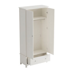 Core Products Nairn White 2 Door 1 Drawer Wardrobe - Compact Solid Wood Bedroom Storage 189 X 90 X 55Cm - thumbnail 6