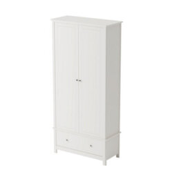 Core Products Nairn White 2 Door 1 Drawer Wardrobe - Compact Solid Wood Bedroom Storage 189 X 90 X 55Cm - thumbnail 3