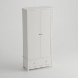 Core Products Nairn White 2 Door 1 Drawer Wardrobe - Compact Solid Wood Bedroom Storage 189 X 90 X 55Cm - thumbnail 5