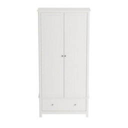 Core Products Nairn White 2 Door 1 Drawer Wardrobe - Compact Solid Wood Bedroom Storage 189 X 90 X 55Cm - thumbnail 4