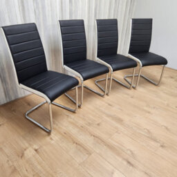 Kosy Koala Dining Chairs High Back Set Of 4 Faux Leather Padded Marco Chrome Black White Kitchen Dining Room