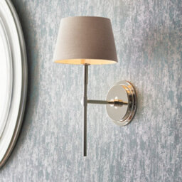 Luminosa Lighting Luminosa Rennes & Cici Wall Lamp With Shade Bright Nickel Plate & Grey Linen Mix Fabric - thumbnail 3
