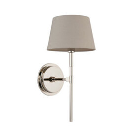 Luminosa Lighting Luminosa Rennes & Cici Wall Lamp With Shade Bright Nickel Plate & Grey Linen Mix Fabric - thumbnail 5