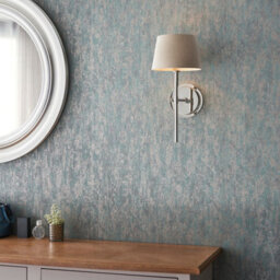 Luminosa Lighting Luminosa Rennes & Cici Wall Lamp With Shade Bright Nickel Plate & Grey Linen Mix Fabric - thumbnail 4