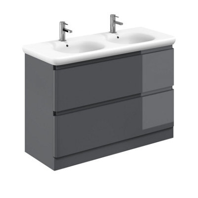 Plum&clay Marvel Gloss Dark Grey Floor Standing Bathroom Vanity Unit With Round Resin Basin (W)1200mm - image 1