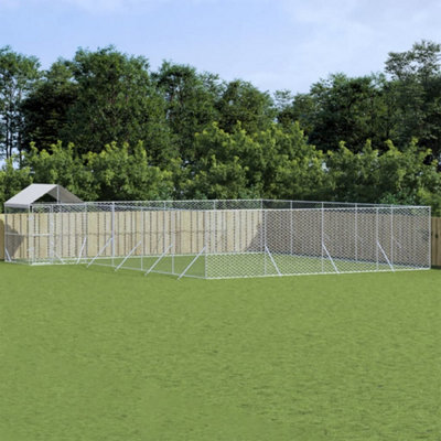 Walplus Outdoor Dog Kennel With Roof Silver 10X8X2.5 M Galvanised Steel - image 1