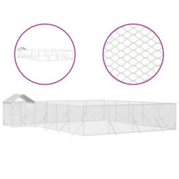 Walplus Outdoor Dog Kennel With Roof Silver 10X8X2.5 M Galvanised Steel - thumbnail 2