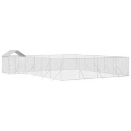 Walplus Outdoor Dog Kennel With Roof Silver 10X8X2.5 M Galvanised Steel - thumbnail 3