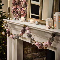 Dibor Pink Roses Xmas Table Decoration Christmas Garland 1.2M - thumbnail 1