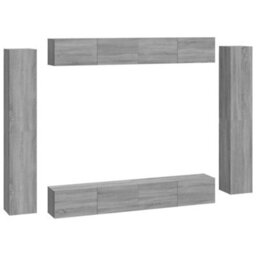 Berkfield 8 Piece Tv Cabinet Set Grey Sonoma Engineered Wood - thumbnail 2