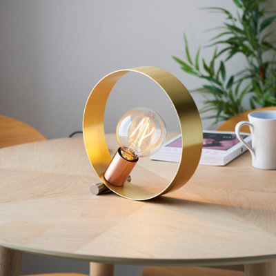 Anson Lighting Loopa Satin Brushed Gold And Brushed Copper Contemporary Style 1 Light Table Light - image 1