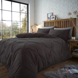 Smart Living Teddy Bear Fluffy Bedding Set, Thermal Warm & Cosy Super Soft Fleece Duvet Cover Set With Pillowcases - Charcoal - thumbnail 1