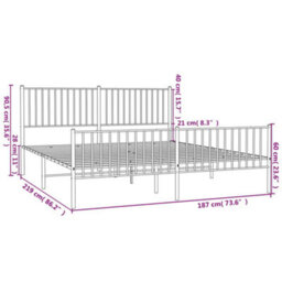 Berkfield Metal Bed Frame With Headboard And Footboard Black 183X213 Cm - thumbnail 9