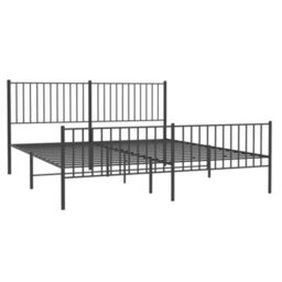 Berkfield Metal Bed Frame With Headboard And Footboard Black 183X213 Cm - thumbnail 4
