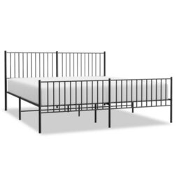 Berkfield Metal Bed Frame With Headboard And Footboard Black 183X213 Cm - thumbnail 2