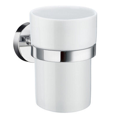 Smedbo Porcelain Tumbler With Non Rust Brass Wall Mount Holder