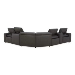 Xample Aiden & Ivy Karson Dark Grey Leather Sectional Sofa Top Grain Leather, 3 Power Recliners With Power Headrests, Storage Console - thumbnail 8