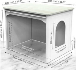 Palram Tiger Double Cat Litter Box Furniture Hidden, Xl Pet House Enclosure, Side Table For Large Cats With Hidden Flip Up Door - thumbnail 8