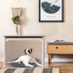 Palram Tiger Double Cat Litter Box Furniture Hidden, Xl Pet House Enclosure, Side Table For Large Cats With Hidden Flip Up Door - thumbnail 3