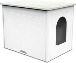 Palram Tiger Double Cat Litter Box Furniture Hidden, Xl Pet House Enclosure, Side Table For Large Cats With Hidden Flip Up Door