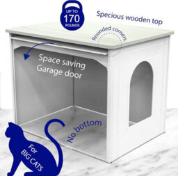 Palram Tiger Double Cat Litter Box Furniture Hidden, Xl Pet House Enclosure, Side Table For Large Cats With Hidden Flip Up Door - thumbnail 6